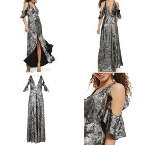 Topshop Cold Shoulder Foil Maxi Dress